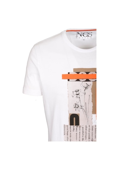 Erkek Tişört Bisiklet Yaka Beyaz Slim Fit Baskılı T-shirt Ncs Jeans 1228-beyaz Beyaz