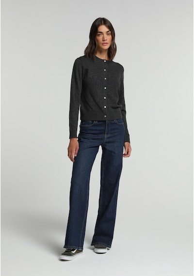 Colin's Colins Slim Fit Yuvarlak Yaka Düz Kadın Antrasit Hırka Cl1076473 Q1.v2 Anm Antra Melanj