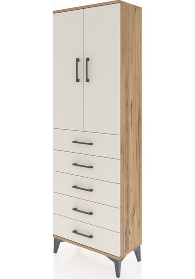 Arges Dolap Tek Raflı 5 Çekmeceli Tek Askılı 60x30x182 Çam-ay... Çam Arges Dolap Tek Raflı 5 Çekmeceli Tek Askılı 60x30x182 Çam-ay... Çam