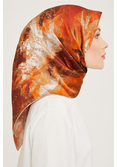 Armine Twill İpek Eşarp 23ka9015 07 - Turuncu