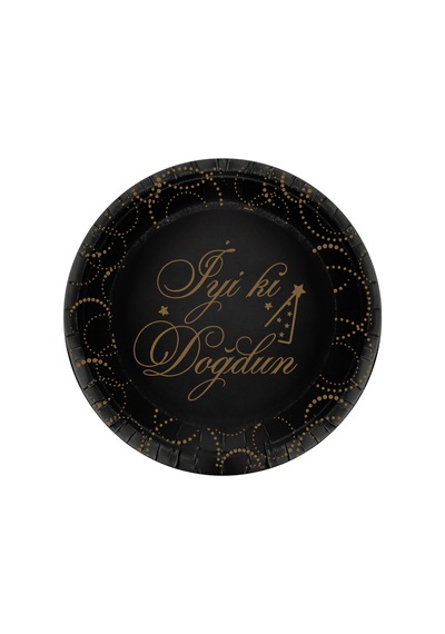 Tabak Elegant İyi Ki Doğdun Siyah Noktalı 23cm 6lı Lüks Doğum Günü Tabağı