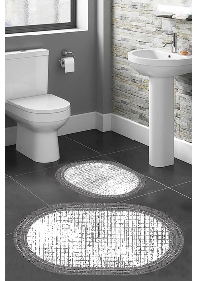 Eliana Home Dijital Baskı 2'li Banyo Paspas Takımı Lna5-hs209 100x60 Ve 60x50 Cm Gri