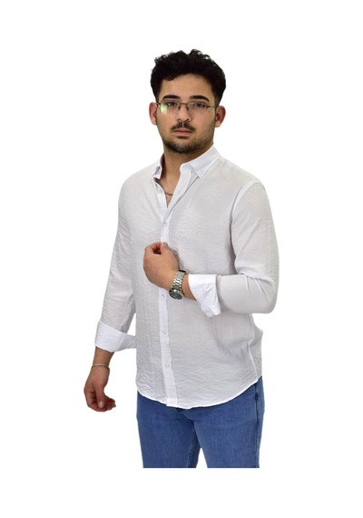 Erkek Spor Silim Fit Uzun Kol Gömlek G5033 Bgl-st04492 Beyaz