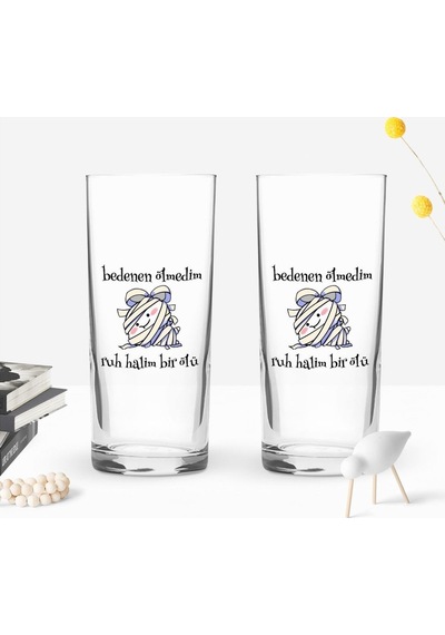 Bk Gift Renkli Baskılı Ruh Halim Bir Ölü Tasarımlı İkili Rakı Bar
