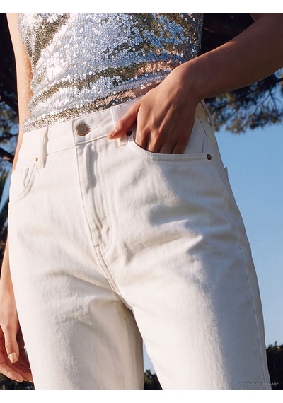 Lcwaıkıkı Curve Beyaz Büyük Beden Mom Fit Kadın Jean Pantolon