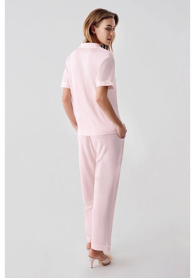Feminight Freshness 324 Kadın 4'lü Sabahlıklı Şorlu Pijama Takımı Pembe