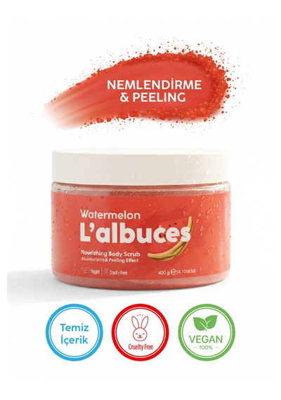 Watermelon Body Scrub 400gr Vegan, Temiz İçerikli, Karpuz Kokulu Pürüzsüz Cilt Bakımı