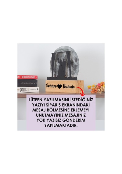 Led Işıklı Pleksi Dolunay Kişiselleştirilebilir Biblo Wedding Gelin Damat Anahtar Askılığı Gri - 737346274