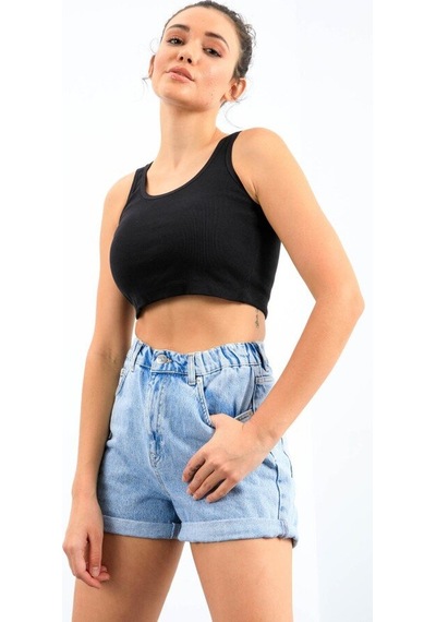 Basic U Yaka 5li Paket Kadın Crop Top Atlet - 97162 Haki