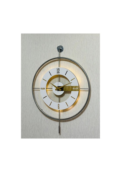 Pey Aksesuar Metal Camlı Duvar Saati Krom Toz Boya 60x80cm Büyük Boy Işıklı Gerçek Cam Duvar Saati Modern Tasarım M63-kromgrı-şeffaf-beyaz-gold