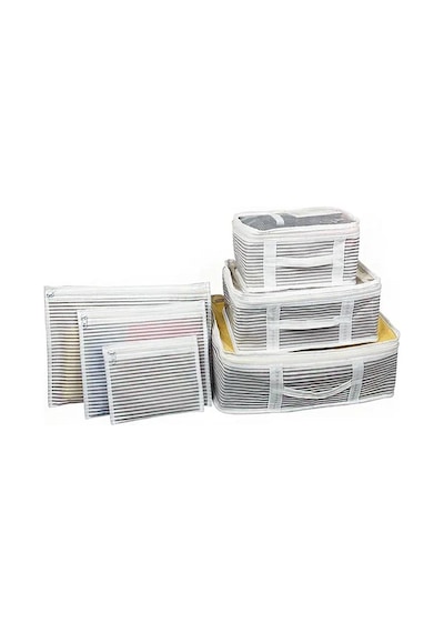 3 Set 6'lı Valiz Düzenleyici Set - Çizgili Gri