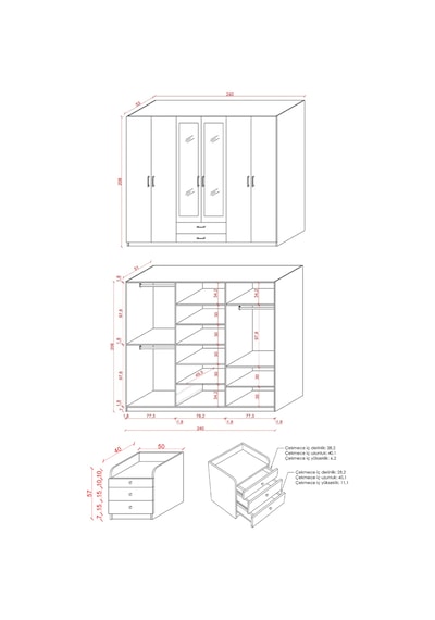 Yatak Odası Takımı 5 Parça %100 Mdf Gardırop Şifonyer Makyaj Masası Komodin Ytk01