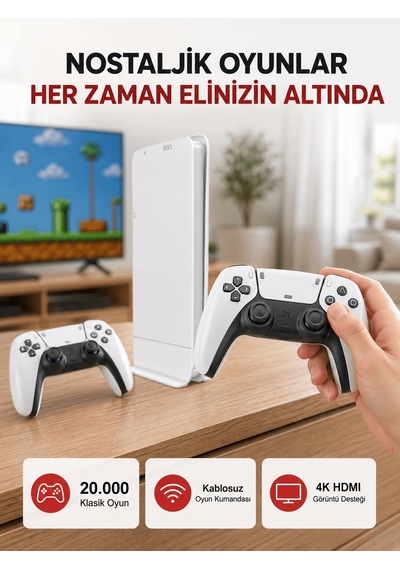 2 Kollu Kablosuz 4k Tv Uyumlu Klasik Oyun Konsolu - 5000 94278240