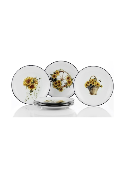 Kütahya Porselen Günebakan 6 Parça 21 Cm Servis Tabağı Beyaz Ve Altın