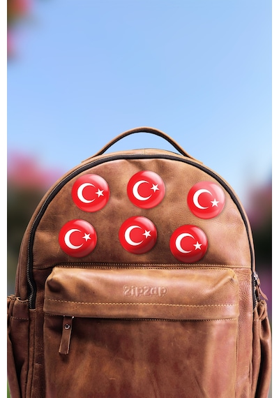 Türk Bayrağı Türkiye Al Yıldız Çanta Süsü İğneli Buton Rozet Seti 6 Adet Altılı