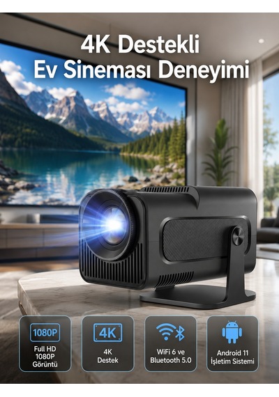 4k - 750 - Android Smart Wi-fi Çift Kollu Projeksiyon Game Box Kumandalı Tnabilir - Concepta - Yeni Nesil