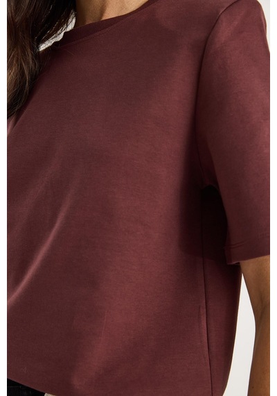 Shade Kadın Bisiklet Yaka Vatkalı Pamuklu Basic T-shirt 241134 60283128 - Koyu Kızıl Kahve Çok Renkli Shade Kadın Bisiklet Yaka Vatkalı Pamuklu Basic T-shirt 241134 60283128 - Koyu Kızıl Kahve Çok Renkli
