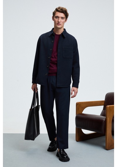 Grimelange VAREX Erkek Yuvarlak Yaka Basic Slim Fit Triko Bordo Kazak