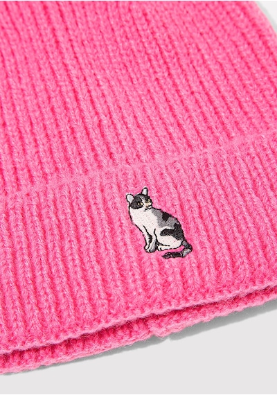 Mavi - Kedi Nakışlı Pembe Bere 1913941-28396 Pembe