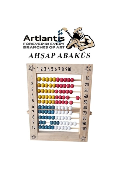 Artlantis Ahşap Mishap 1 Adet Naturel Sayı Sayma Boncuğu Lüks Ahşap Abaküs Okul Öncesi 1. Sınıflar İçin