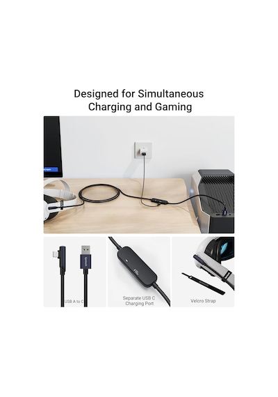Şarj İle Bağlantı Kablosu 16ft Meta Quest 3s/quest 3/oculus Quest 2 Aksesuarlarıyla Uyumlu, Eks Standart