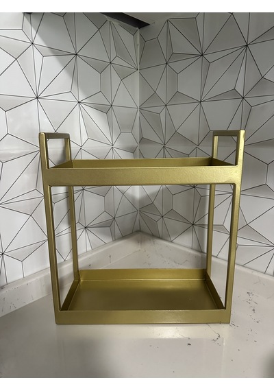 Sima 2 Katlı Metal Masa Üzeri Çok Amaçlı Düzenleyici Raf Sunumluk Gold