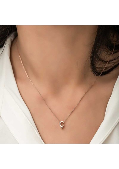Casera's Gümüş Rose 3 Boyutlu Ç Harf Kadın Kolye Csr2183771 Gümüş