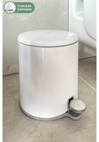 Cigo 6 Lt Yumuşak Kapanan Pedallı Banyo Mutfak Ofis Çelik Çöp Kovası - Beyaz & İç Kısım Gri-7311 Cigo 6 Lt Yumuşak Kapanan Pedallı Banyo Mutfak Ofis Çelik Çöp Kovası - Beyaz & İç Kısım Gri-7311
