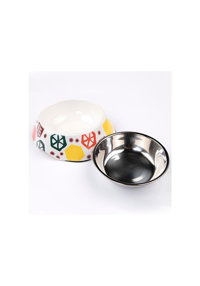 Bobo BO-3134H(A5) Geometrik Şekilli Melamin Kaplı Köpek Mama Kabı 150 ML
