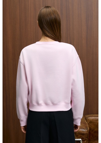 ETHIQUET TAL ERA Kadın Önü Baskılı Yuvarlak Yaka Pembe Sweatshirt