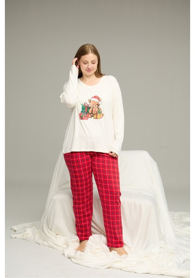 Siyah İnci Curve Büyük Beden Battal Boy Pamuklu Pijama Takım 25240768 Ekru Siyah İnci Curve Büyük Beden Battal Boy Pamuklu Pijama Takım 25240768 Ekru