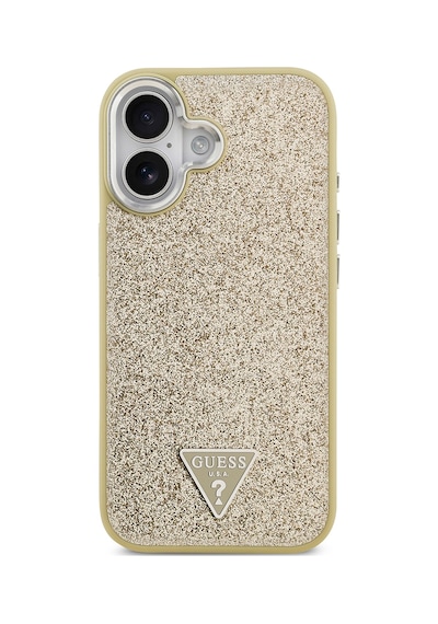 Apple Uyumlu iPhone 17  Kılıf Guess Lisanslı M-safeli Metal Kamera Çerçeveli Üçgen Logolu Glitter Gold Gold