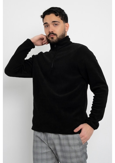 Dasüniforma Unisex Anti-pilling Tüylenme Yapmayan Standart Fit Tam Fermuarlı Soğuk Geçirmez Polar Hırka Siyah