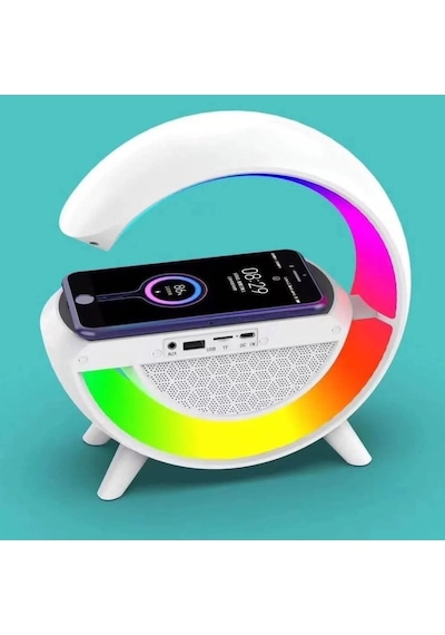 G Akıllı Işık Bluetooth Hoparlör Gökkuşağı 5w Hızlı Kablosuz Şarj Cihazı Rgb Işıklı Masa Lambası Hoparlör Telefon Görüşmesi Yapılabilir Bluetooth Bs-23