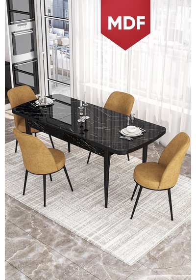 Canisa Concept Kor Serisi 70x114 MDF Açılabilir Mutfak Masası Takımı Siyah Mermer Desen Masa 4 Cappucino Sandalye Masa Siyah Mermer Desenli Sandalyeler Cappucıno Canisa Concept Kor Serisi 70x114 MDF Açılabilir Mutfak Masası Takımı Siyah Mermer Desen Masa 4 Cappucino Sandalye Masa Siyah Mermer Desenli Sandalyeler Cappucıno