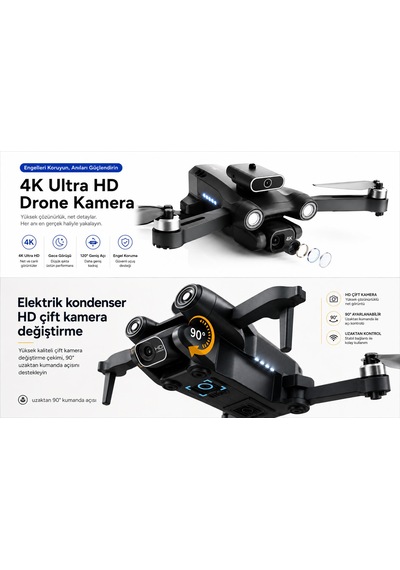 A13 Dron Akıllı Hava Fotoğrafçılık Dronu 360 Derece Akıllı Engel Algılama Katlanabilir Optik Akış Konum Sabitleme Elektirikli Kamera Fırçasız Motor
