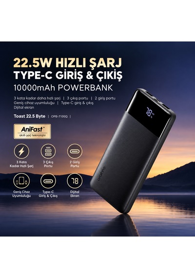 Oraimo 10000 Mah 22.5w Powerbank Opb-7100q Speed Black Siyah - Koyu Gri