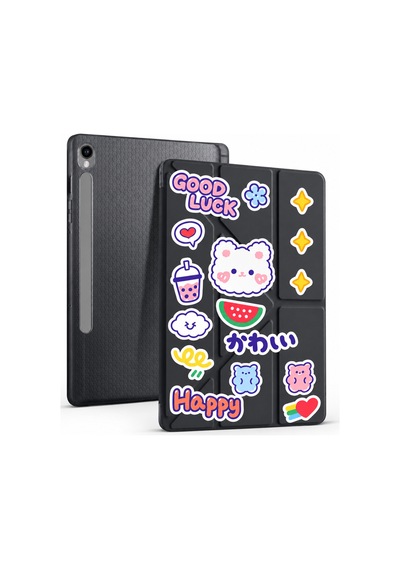 Samsung Galaxy Tab S9 / S9 Fe / S10 / S10 Fe / S10 Lite Uyumlu Kalem Bölmeli Kawaii Origami Standlı Uyuku Modlu Tablet Kılıfı Arka Kapak