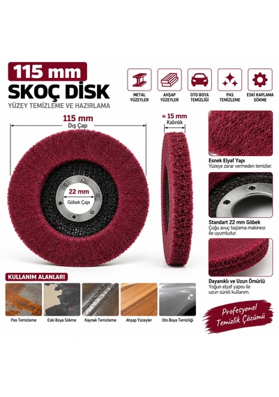 115 Mm Skoç Disk Avuç Taşlama Uyumlu