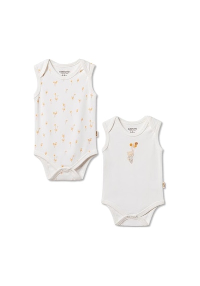 Babycosy Organic Wear Bebek 2li Askılı Zıbın Body %100 Organik Pamuk - Bebek Ve Yenidoğan Serisi - Csy3050 Ekru