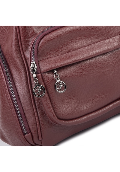 Nas Bag Kadın Çok Cepli Sırt Çantası En :30cm X Boy:34 Bordo Victoria