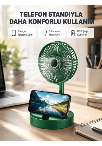 Taşınabilir Şarjlı Mini Fan Katlanabilir Gövde, 3 Hız Kademesi Najmaddin