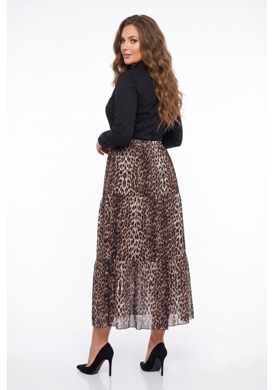 Baglan Kadın Şifon Uzun Lastikli 3 Parça Etek Bgl-st05589 Kahve