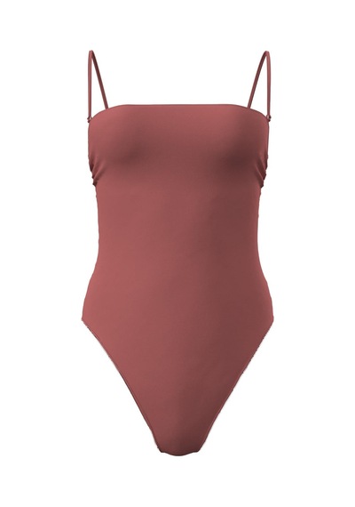 Calvin Klein Kadın Straplez Dusty Cedar Tek Parça Mayo-13390 Dusty Cedar