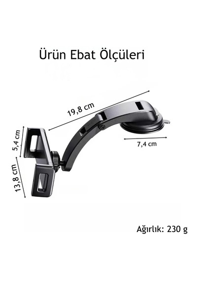 Araç İçi Telefon Ve Tablet Tutucu Silikon Güçlü Vantuz, Ayarlanabilir, Kaymaz, Evrensel Uyum