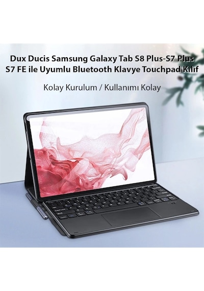 Dux Ducis Sm Galaxy Tab S8 Plus-s7 Plus-s7 Fe İle Uyumlu Bluetooth Klavye Touchpad Kılıf- 5775