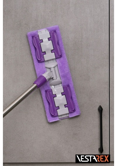 1 Yedek Bezli Yer Mopu Duvar Fayans Cam Temizlik Mikrofiber Mandallı Mop Mor ,yeşil - 640957256