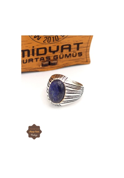 Lapis Lazuli Taşlı Başak Model 925 Ayar Gümüş Erkek Yüzük 201024895 Gümüş