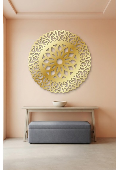 Lotus Mandala Metal Duvar Tablosu - Duvar Sanatı - Duvar Dekoru - Altın