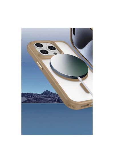 Apple İphone Uyumlu 16 Pro Max Kılıf Enka Magsafe Silikon Kılıf - Titan Gri Çokrenkli